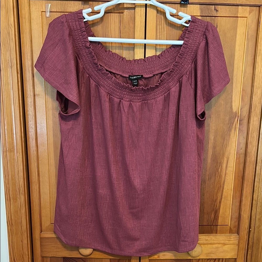 Lane Bryant Mauve Smocked Cap‑Sleeve Blouse Plus 22/24 NWT